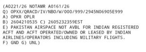 Airspace Ban on Indian Airlines Extended by PAA Until May 24