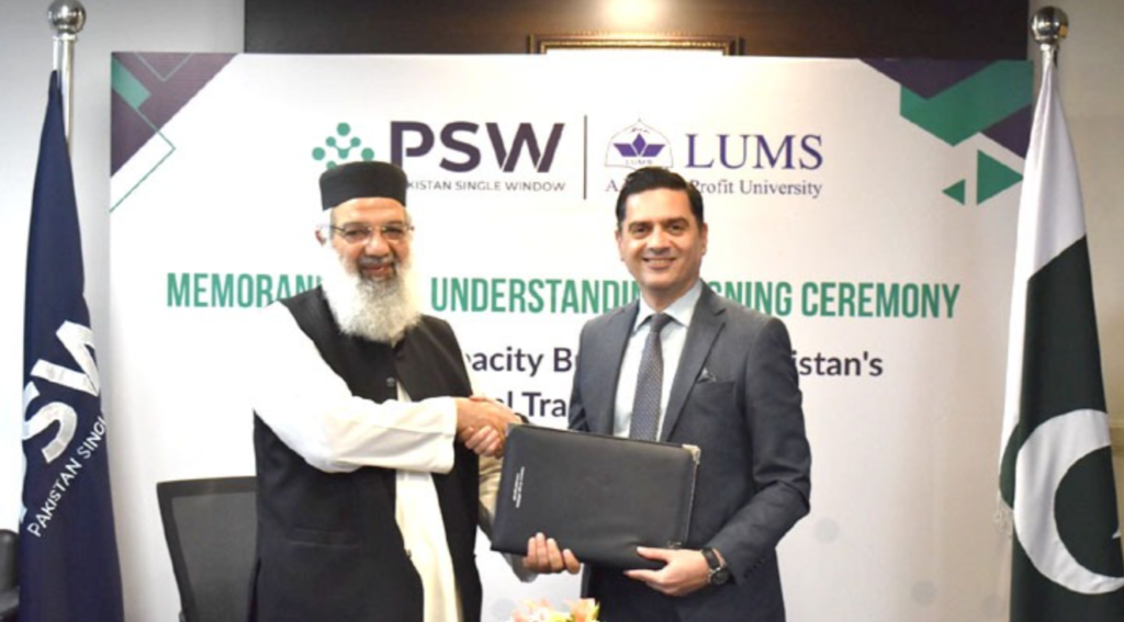 LUMS, Pakistan Single Window Sign MoU to Strengthen Trade Facilitation and Customs Capacity