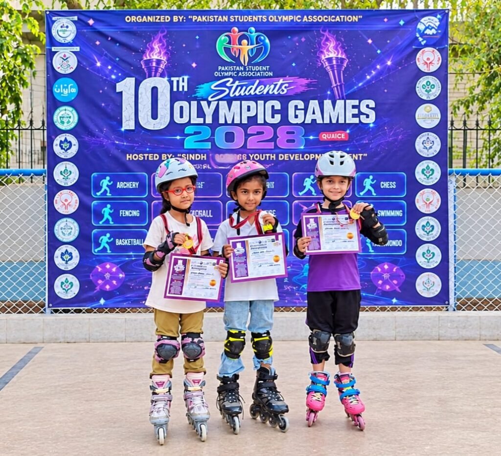 Areeba Ahmer Secures First Position in Skating Race at 10th Students Olympic Games 2026